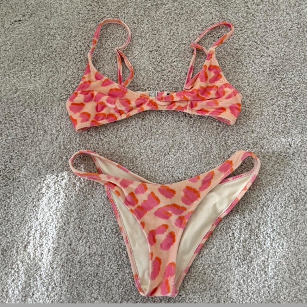 Triangl Swimwear Vibrant Pink and Orange Bikini